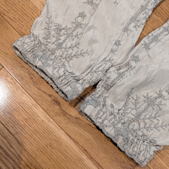 Johnny Was Gray Embroidered Jogger Pants Cupra Rayon Small - Picture 4 of 16